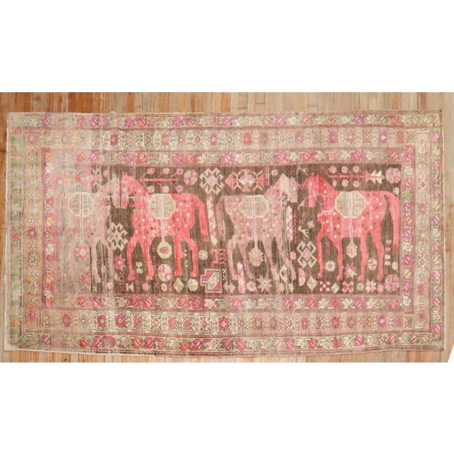 Vintage Zabihi Collection Pictorial Horse Karabagh Rug - 5' x 9'9" For Sale In New York - Image 6 of 10