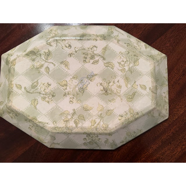Glass Vintage Artist Signed Decoupage Floral Tray For Sale - Image 7 of 7