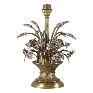 Table Lamp in Brass and Silver-Plated Metal, 1970s For Sale
