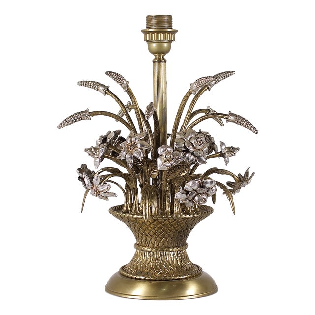 Table Lamp in Brass and Silver-Plated Metal, 1970s For Sale