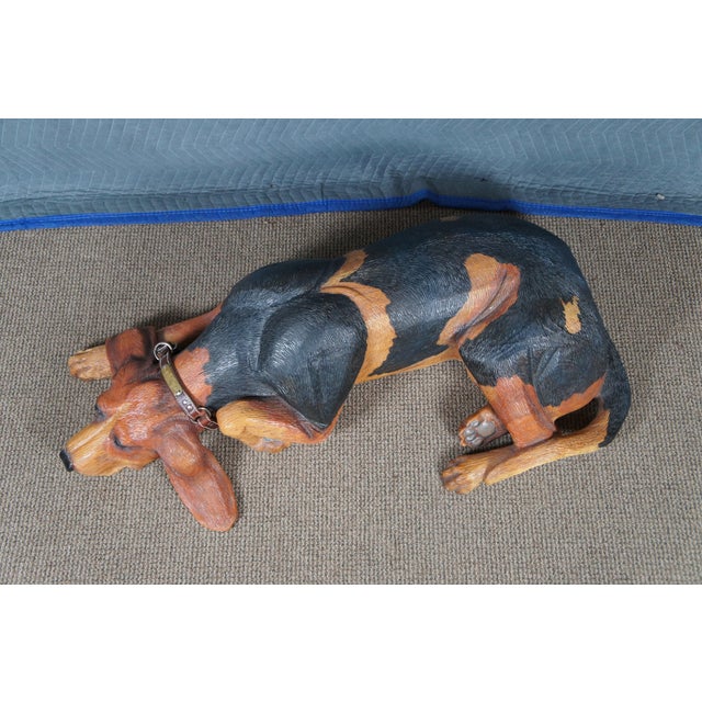 John Garton Originals Old Rock American Hand Carved Blood Hound Sculpture 42" For Sale - Image 6 of 12