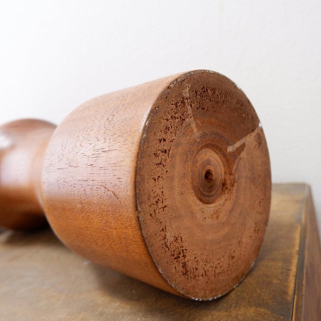 Large Vintage Turned Solid Wood Candlestick Beautiful vintage turned solid wood candlestick, likely Scandinavian. Very...