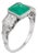 1920s Art Deco Inspired 1.97 Carat Emerald Diamond Platinum Ring, Size 5.5 For Sale