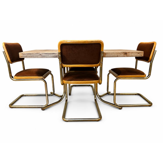 Mid-Century Modern 1981 Douglas Furniture of California Dining Table and Four Cantilever Chairs — 5 Pieces For Sale - Image 3 of 12