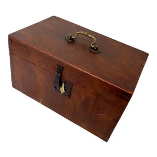 Mid 19th Century Antique Faux Burl Mahogany Grain Painted Document Box For Sale
