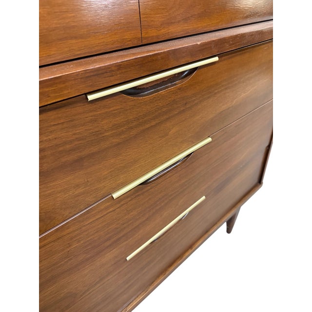 Mid-Century Modern Kent Coffey Tableau Walnut High Chest For Sale - Image 9 of 11