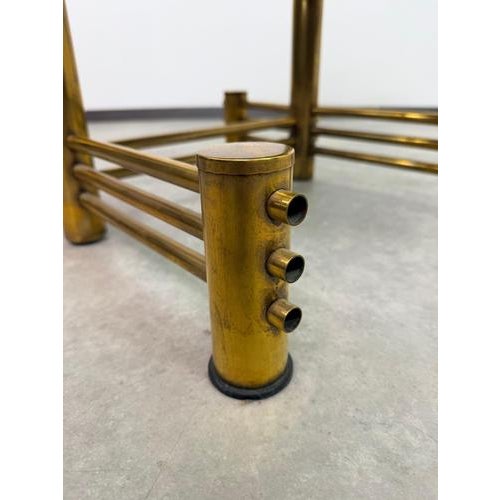 Black Hungarian Postmodern Brass and Smoked Glass Rolling Hi-Fi Media Stand, 1970s For Sale - Image 8 of 13