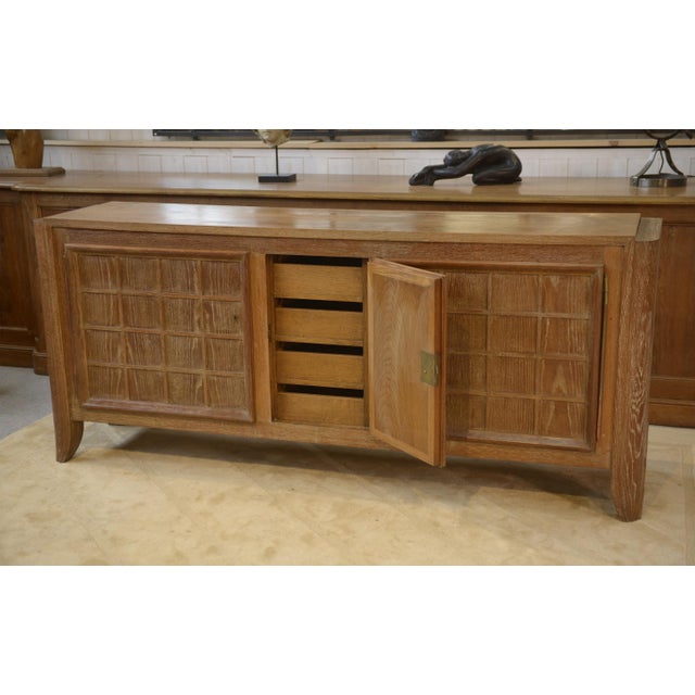 Whitewashed Oak Buffet by Maurice Rinck, 1940s For Sale - Image 14 of 17