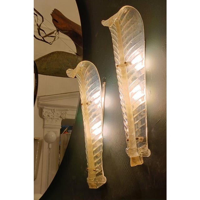 Iridescent Murano Glass Wall Lamps from Barovier & Toso, Italy, 1940s, Set of 2 For Sale - Image 9 of 11
