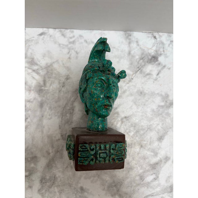 Wood Petite Vintage Zarabeski Mayan Sculptural Head For Sale - Image 7 of 12
