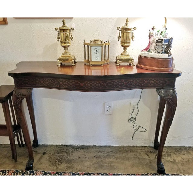 We are presenting a gorgeous early 20th Century Chinese Chippendale Style Console Table with Hoof Feet. From circa 1900-20...