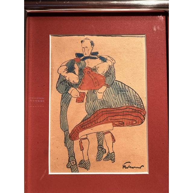 Karl Mons, Couple Dancing a Traditional Schwalm Dance in Willingshausen, Mixed Media For Sale - Image 10 of 13