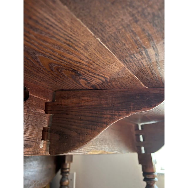 Antique Oak Wood Drop Leaf Dining Table For Sale - Image 9 of 10