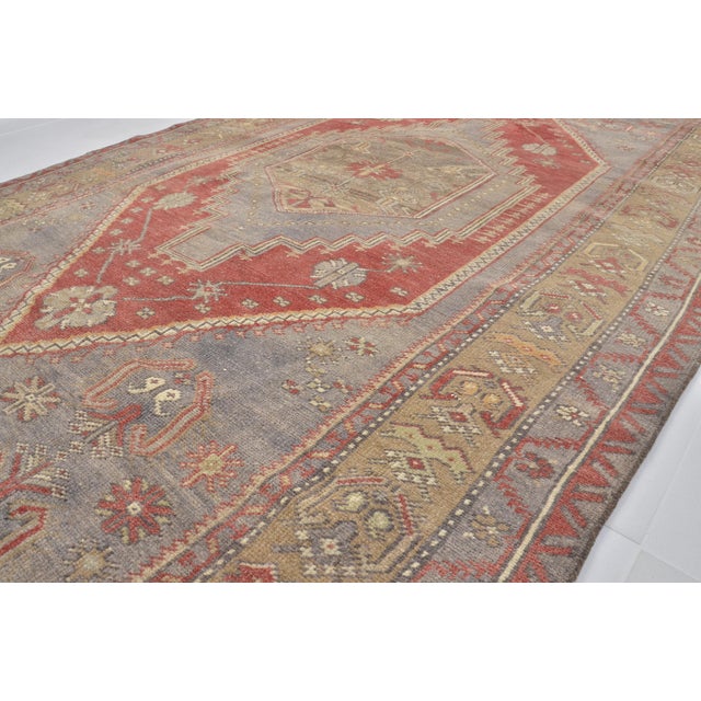 1960s Oushak Handknotted Floral Carpet For Sale - Image 9 of 9