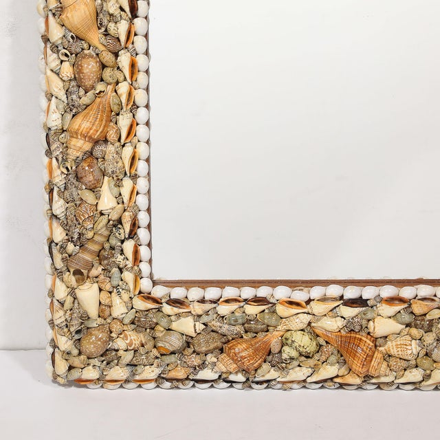 Mid-Century Tessellated Seashell Border Mirror in the Manner of Karl Springer For Sale In New York - Image 6 of 12