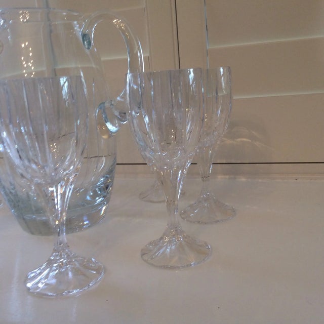 Block Crystal Late 20th Century Block Crystal Crystal Goblets and Pitcher - Set of 8 For Sale - Image 4 of 11