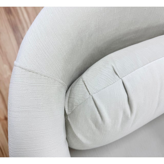 Newly Upholstered Ivory Channeled Velvet Rounded Back Parsons Chair For Sale - Image 11 of 11