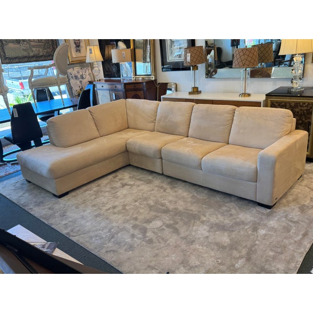 Italsofa 3 Pieces Microsuede Cream Sectional For Sale - Image 9 of 14