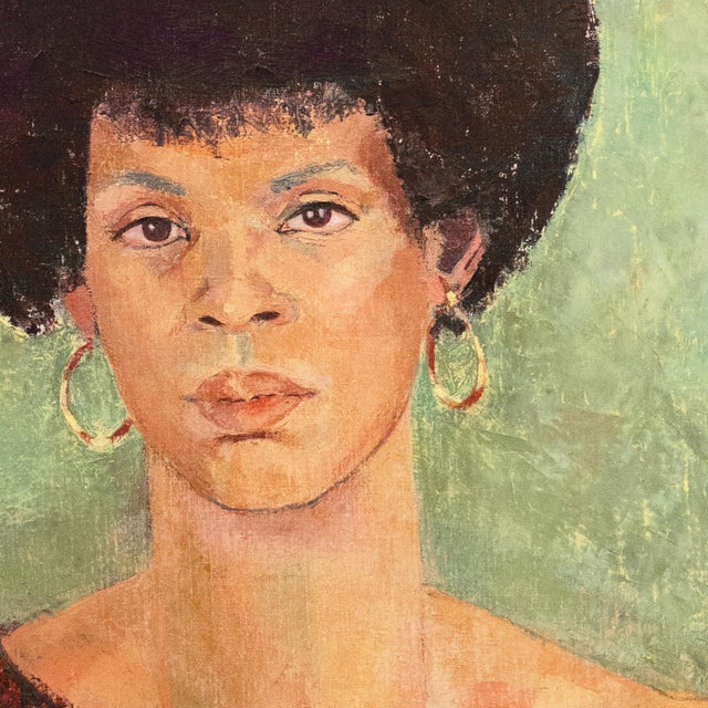 Figurative 'Sheila Antoine With Afro' by Pearl Took, 1977, Sir John Cass, Otis Art Institute, California For Sale - Image 3 of 8