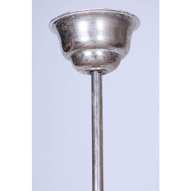 Czech Art Deco Pendant in Chrome, Walnut and Marble Glass, 1920s For Sale - Image 3 of 7