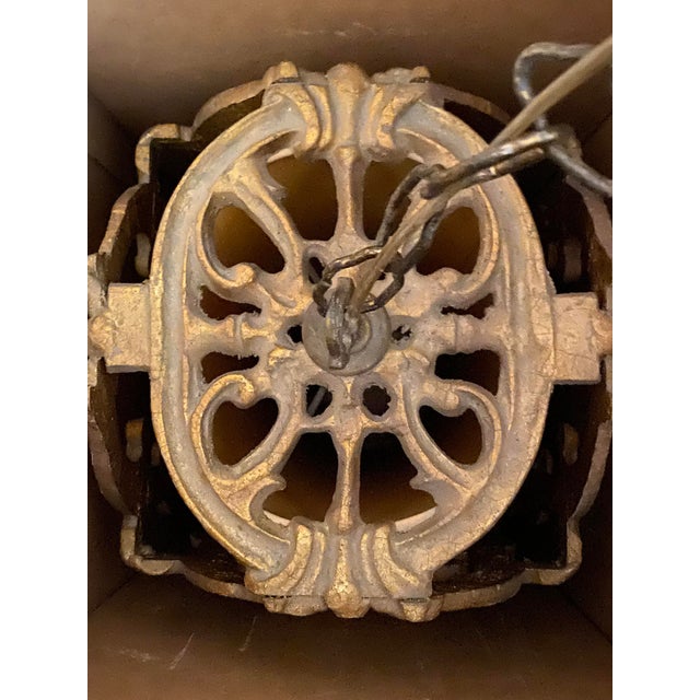 1960s 1960sSpanish Revival/ Hollywood Regency Metal and Gilt Pendant Lamp For Sale - Image 5 of 5