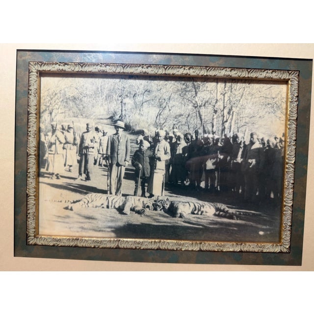 Up for sale is a wonderful 19th century framed dual tiger hunt sepia photograph from India. These photographs capture a...