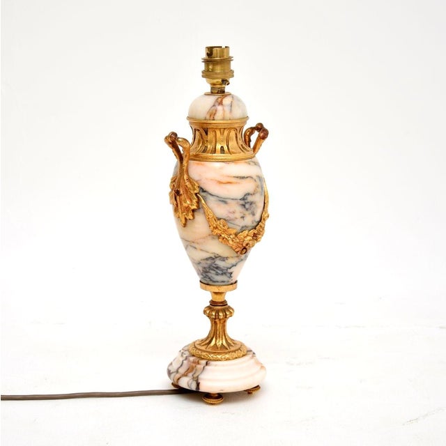 Antique French Marble and Gilt Bronze Table Lamp, 1890s For Sale - Image 3 of 9