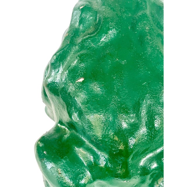 Vintage Emerald Green Painted Concrete Frog Garden Ornament For Sale - Image 6 of 13