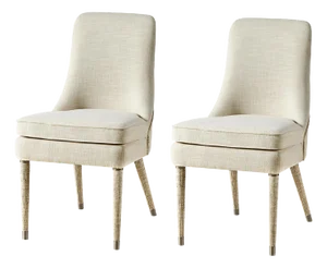 Organic Modern Linen Upholstered Side Chairs - Set of 2