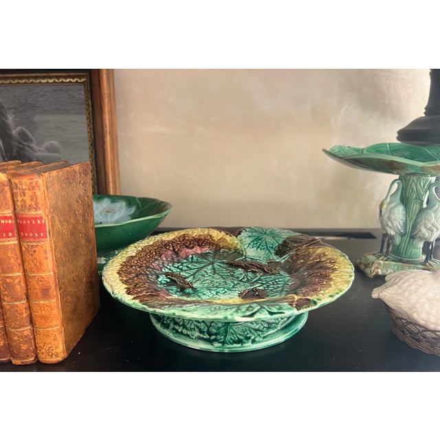 Late 19th Century Antique European Begonia Leaf Footed Compote For Sale - Image 5 of 11