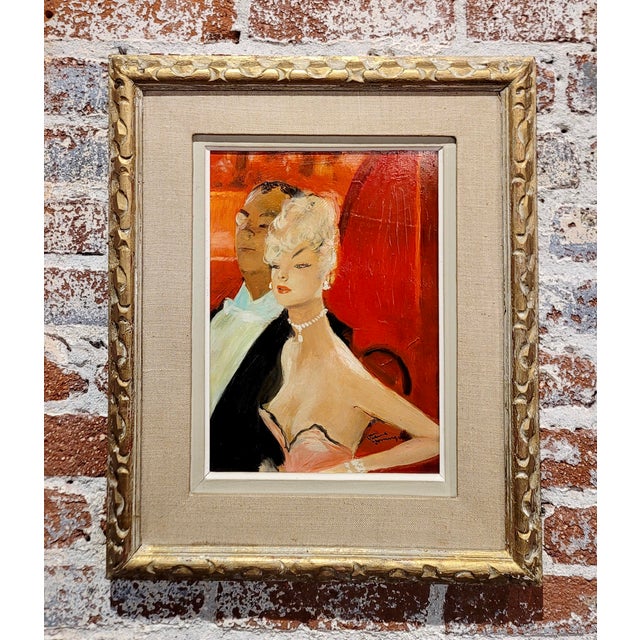 Jean Gabriel Domergue -Elegant Couple at the Opera-1950s Oil Painting Jean Gabriel Domergue -Elegant Couple at the...