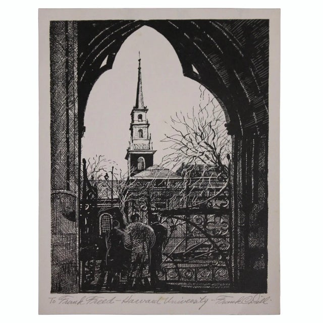 Mid 20th Century Frank C. Dill "Harvard University" Architectural Etching to Frank Freed 20th Century For Sale - Image 5 of 5