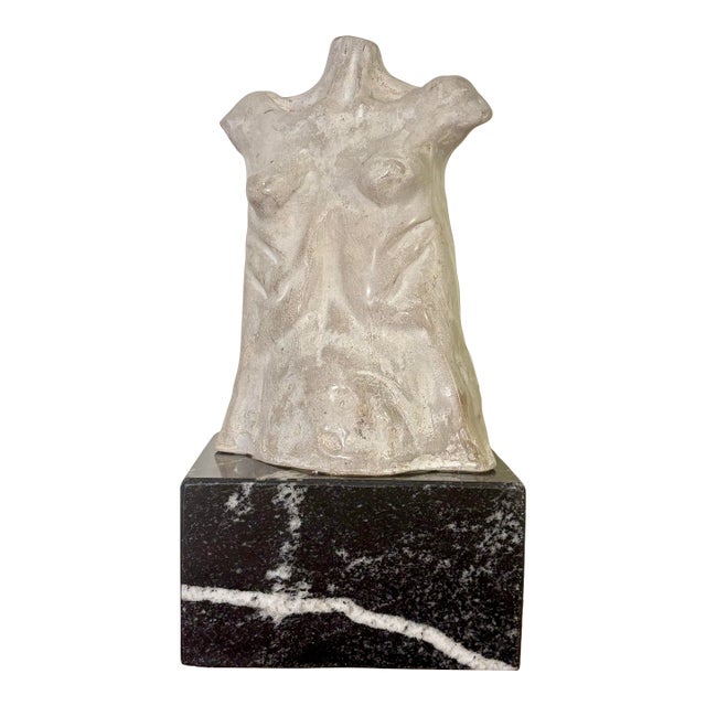 Vintage Mid Century Modern Studio Ceramic Female Torso Sculpture For Sale
