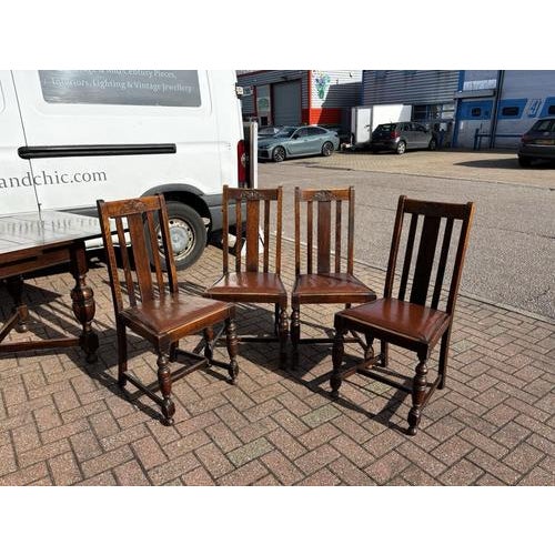 Vintage Extending Oak Draw Leaf Table and Chairs, 1920s, Set of 5 For Sale - Image 17 of 18