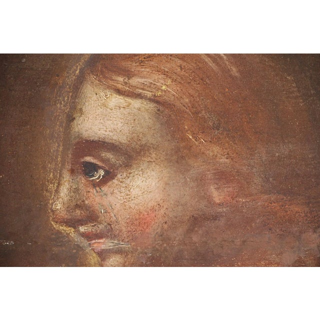 17th Century Baroque Mary Magdalene Painting, Oil on Wood, Portuguese For Sale - Image 4 of 12