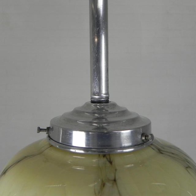 Art Deco Pendant Lamp with Marbled Glass Shade, 1930s For Sale - Image 15 of 17