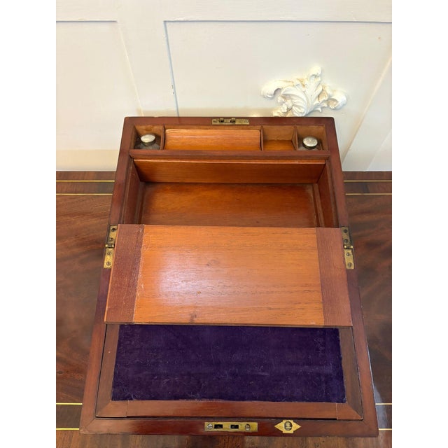 Antique Victorian Mahogany Brass Bound Writing Box, 1860 For Sale - Image 9 of 11