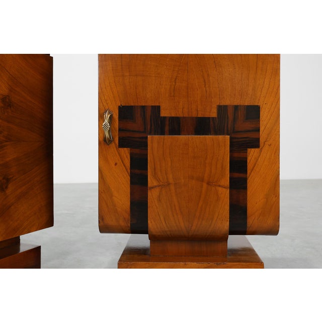 Art Deco Geometric Wooden Nightstands, Italy, 1920s, Set of 2 For Sale - Image 14 of 15