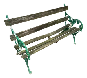 Cast Iron and Wood Bench with Blackberry Decor, 1900s