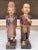 These are hand-carved Asian wooden statue figurines, representing a traditional couple or figures from folklore painted...