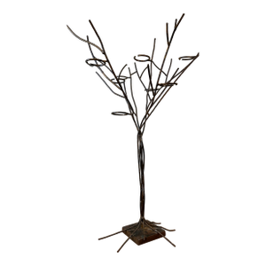 1990s Jan Barboglio Forged Iron Tree Floor Candelabra 7-Light Candle Holder Signed 47"