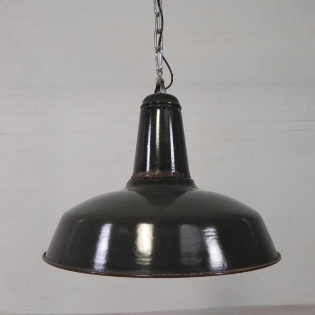 Charcoal Industrial Hanging Lamp with Enamelled Steel Shade, 1950s For Sale - Image 8 of 18
