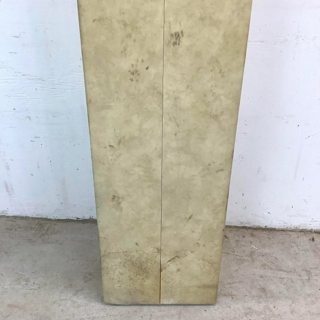 Vintage Modern Mico-Suede Pedestal With Mirrored Top For Sale - Image 10 of 12