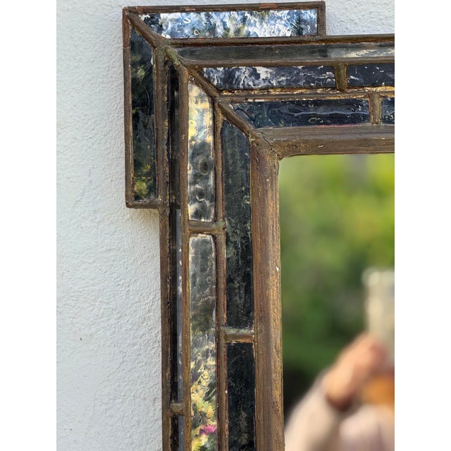 Wood Exquisite Antique Wall Mirror~ Vintage Italian With Original Patina and Gilt Details Circa 1940 For Sale - Image 7 of 12