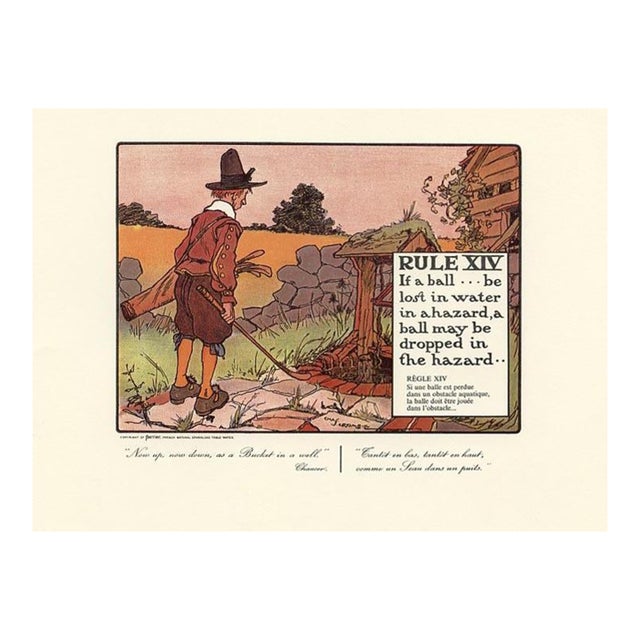 1960s, Golfing Rule 14, Original Vintage Golf Print by Charles Crombie, Lithograph, England For Sale