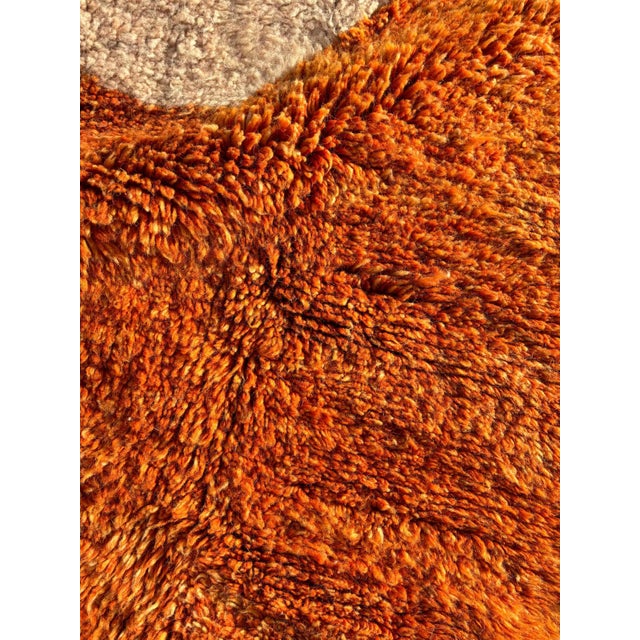 Moroccan Mrirt Rug Handmade Wool – Modern Berber Rug – Cream Orange Yellow Area Rug – Contemporary Decor For Sale - Image 6 of 9