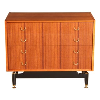 Mid-Century Modern Librenza Tola and Black Chest of Drawers with Brass Handles from G-Plan, 1960s For Sale