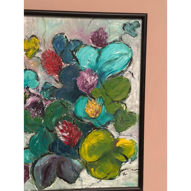 H. L., Flowers, 1950s, Oil on Canvas, Framed For Sale - Image 4 of 18