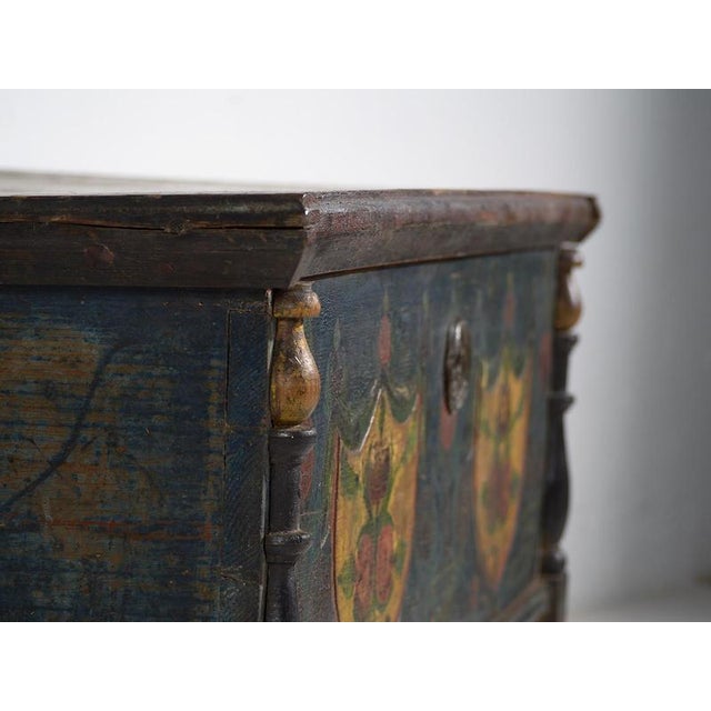 Indigo Blue Antique Bridal Trunk, 1850s For Sale - Image 6 of 18