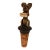 Antique Italian Anri Hand-Carved Wood Terrier - Mechanical Movement Bottle Stopper For Sale